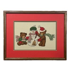 Dale Burdett Vintage Christmas Cross Stitch Completed & Framed CCK201 Snowman
